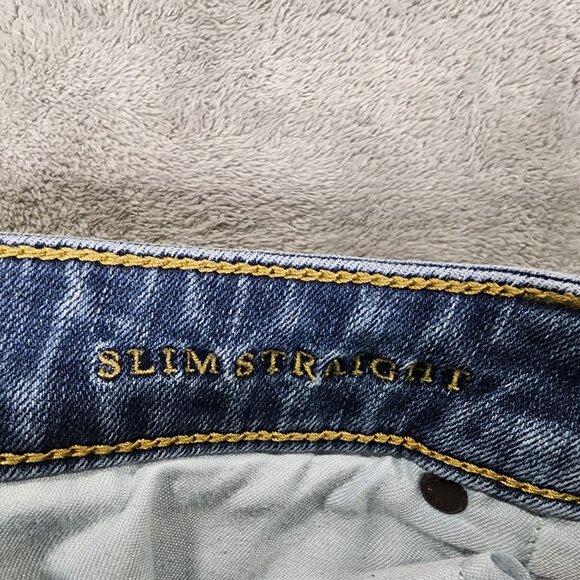 Mens American Eagle Blue Denim Jeans Slim Straight Extreme Flex Size 31X32 - Picture 5 of 11